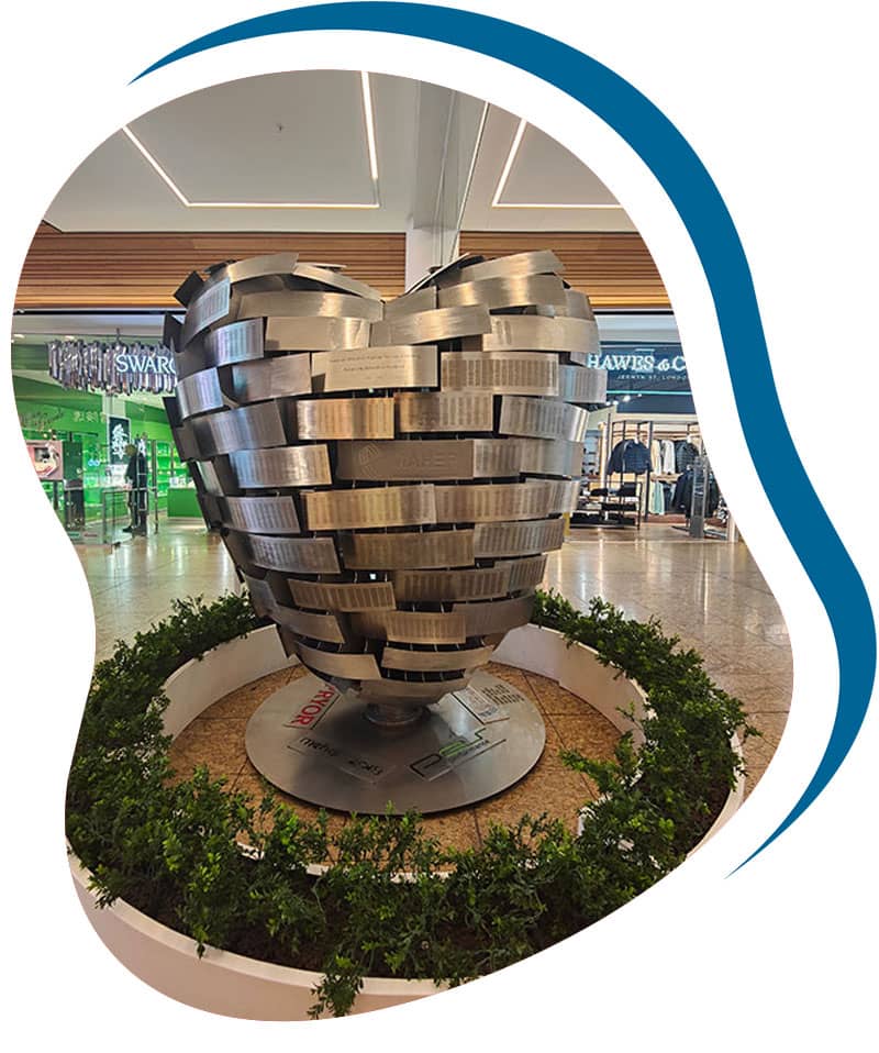 Heart statue in North Wales shopping centre