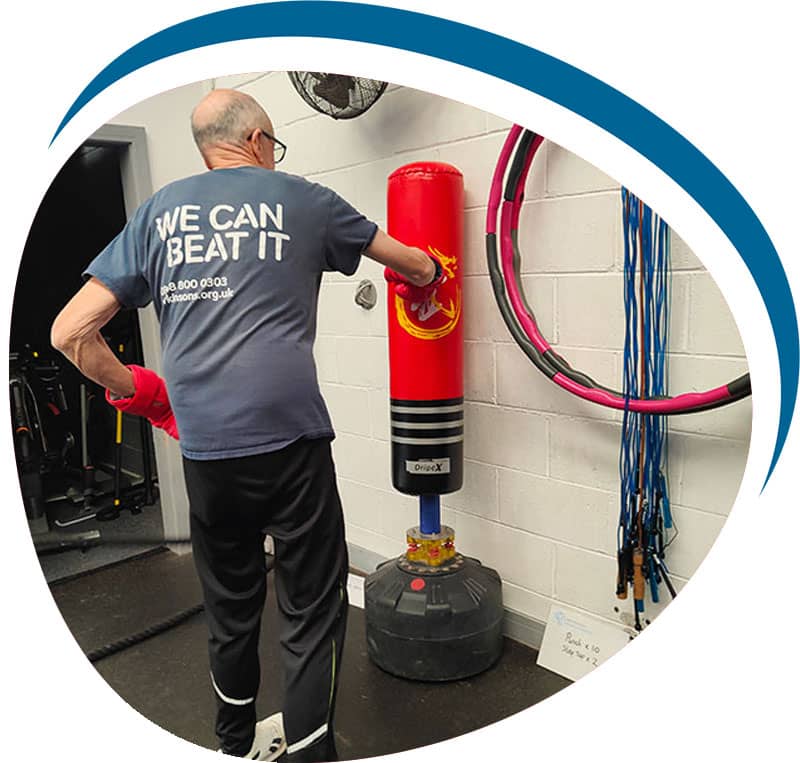 Man at Flintshire gym at Exercise for Parkinson’s class