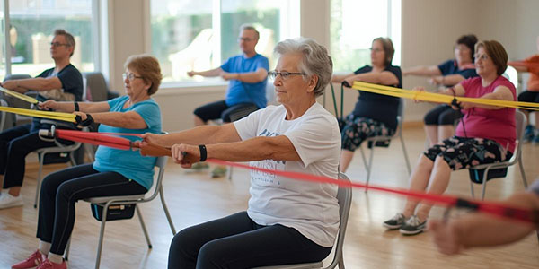 Over 60s seated exercise class in Mold